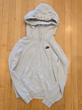 Nike Light Gray Crewneck Hoodie with Black Logo